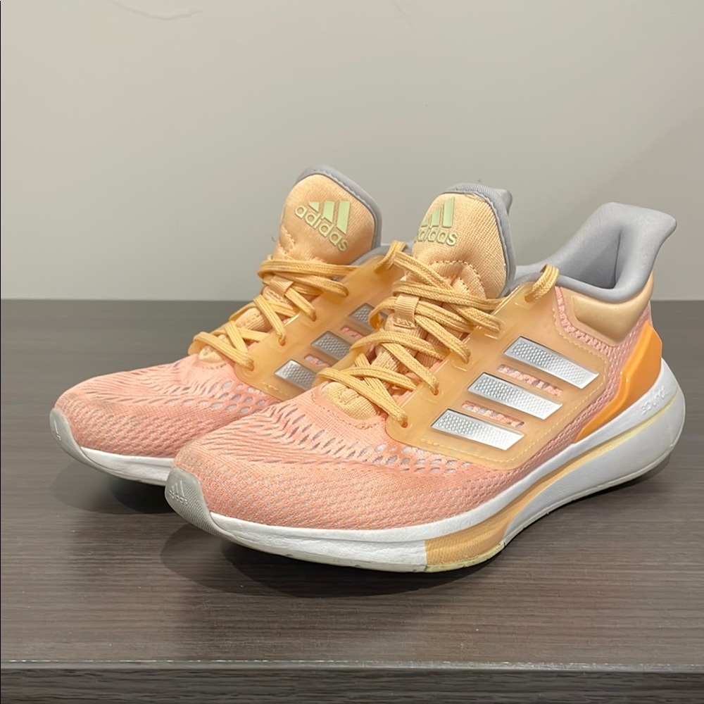 Adidas Orange and White Athletic Shoes with Boost Cushioning
